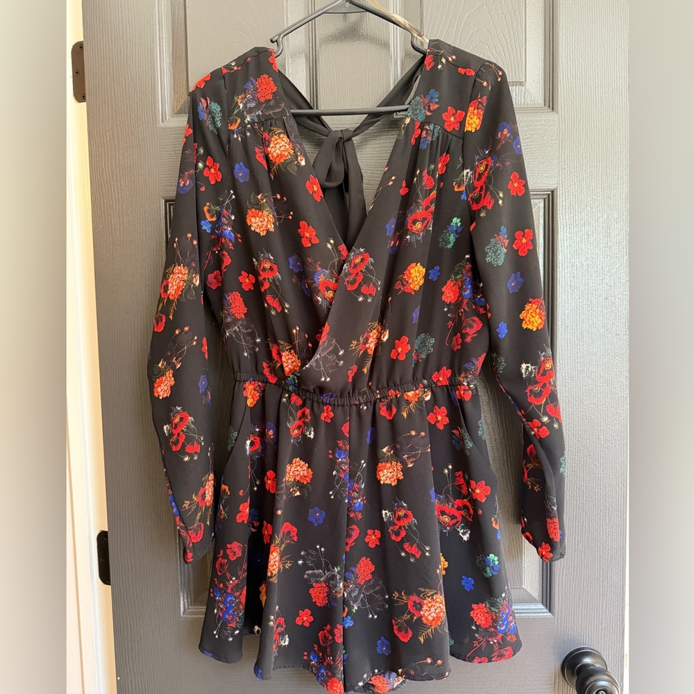 Gianni Bini Black Floral Jumpsuit